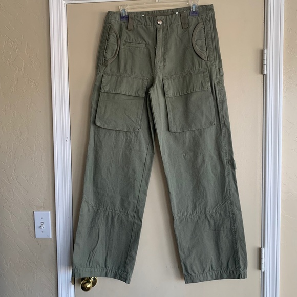 Cole Henry Front Pocket Cargo Pants Olive Green Sz.M 10oz. Cotton Canvas
